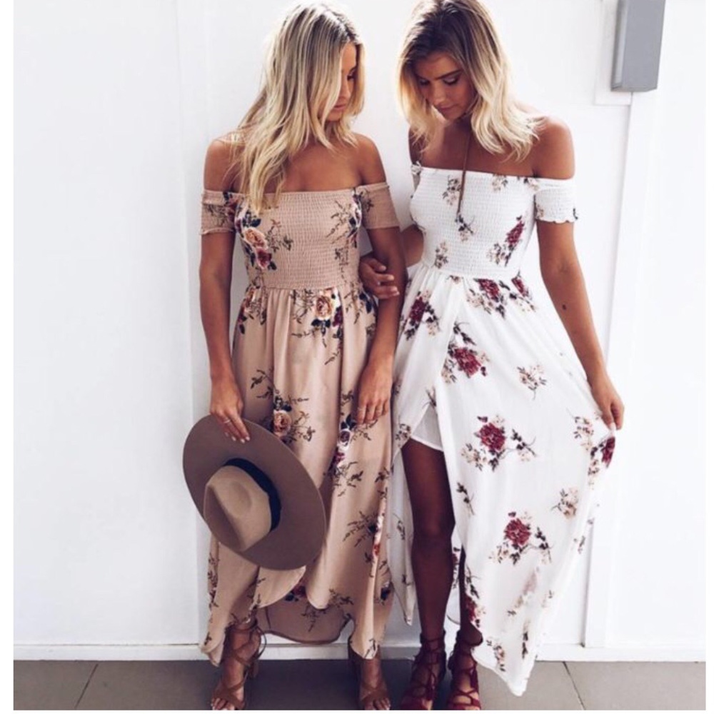 Available Chiffon Maxi Lining Floral Beach Dress - Picture 2 of 7